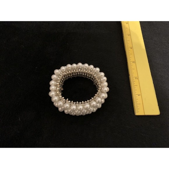 Faux Pearl Bracelet Chunky Stretchable Vintage - Picture 6 of 10